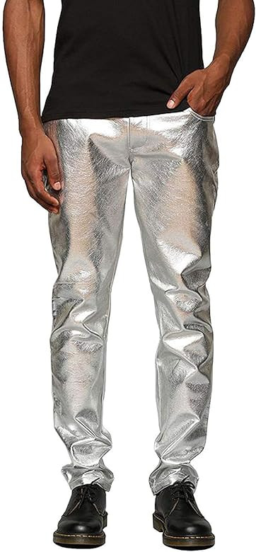 COOFANDY Mens Metallic Shiny Jeans Christmas Party Dance Disco Nightclub Pants Straight Leg Trousers | Amazon (US)