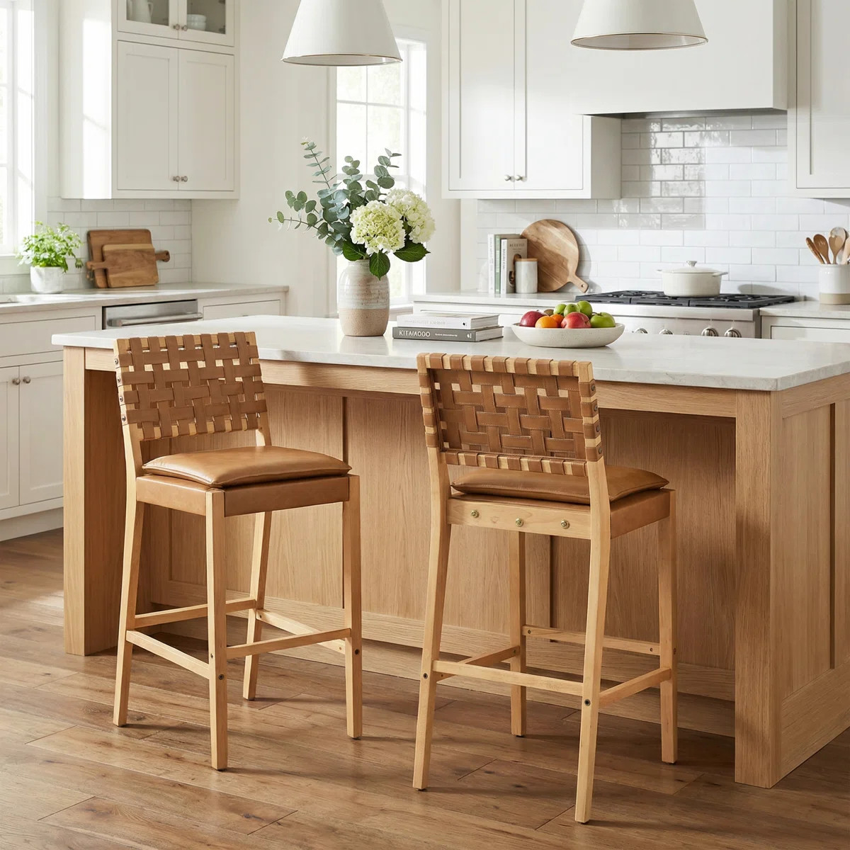 Lingard 29" Seat Height PU Leather Bar Stools With Rubberwood Frame (Set of 2) | Wayfair North America