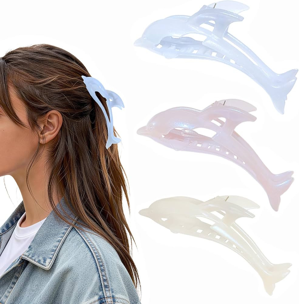 3PCS Cute Dolphin Hair Clips for Women, Dolphin Gifts for Women Ocean Animal Claw Clip Funny Nove... | Amazon (US)