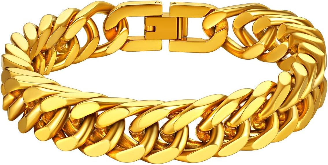 Richsteel Bracelets for Men Cuban Link Chain Bracelets Gift for Friends Stainless Steel/Gold/Blac... | Amazon (US)