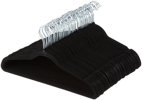 AmazonBasics Slim, Velvet, Non-Slip Clothes Suit Hangers, Black/Silver - Pack of 50 | Amazon (US)