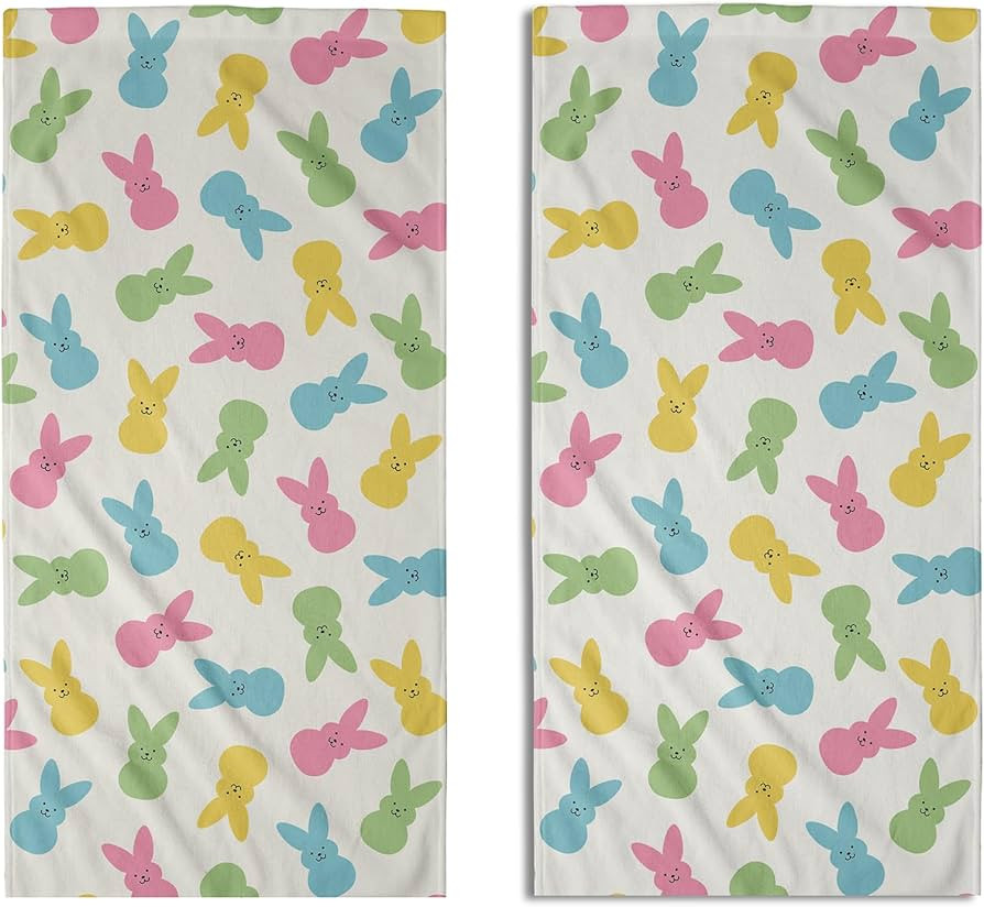 Spring Easter Hand Towels for Bathroom Set of 2 Cute Colorful Rabbit Bunny Seasonal Holiday Print... | Amazon (US)