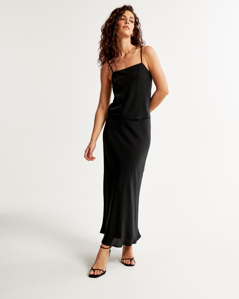 Faux Silk Column Maxi Skirt | Abercrombie & Fitch (US)