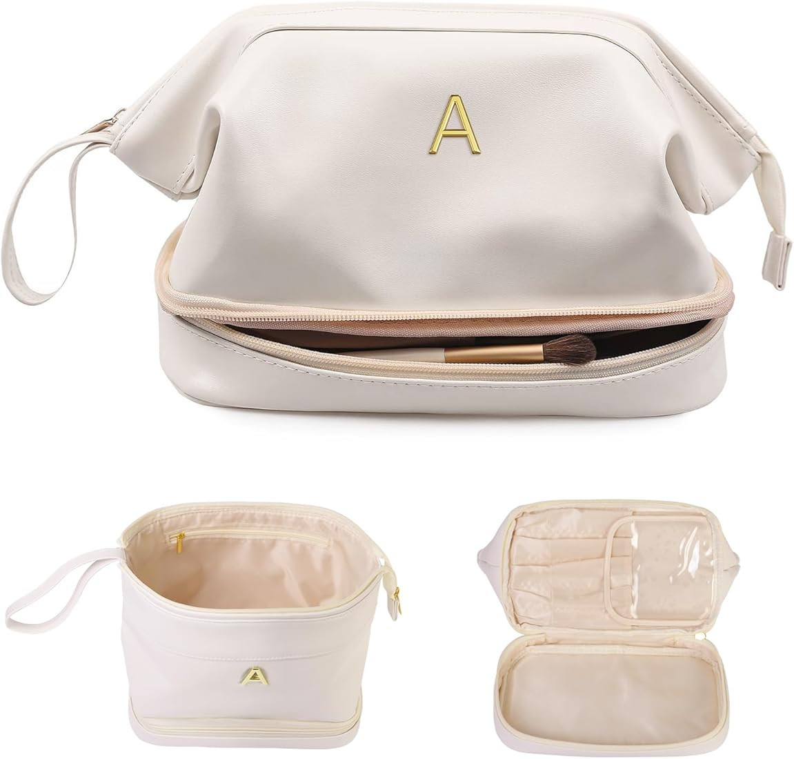 Women Gifts, Valentine's Day Gift, Initial Large Makeup Bag, Travel Essentials, Personalized Doub... | Amazon (US)