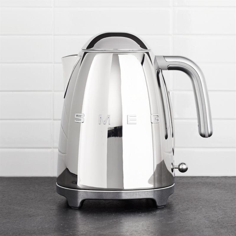 SMEG Silver Retro Electric Kettle + Reviews | Crate and Barrel | Crate & Barrel