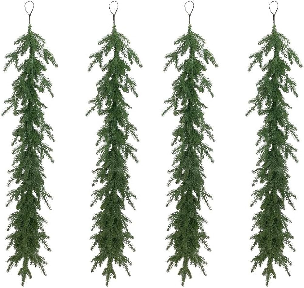 4 PCS Artificial Rat Tail Pine Garland – 47.24 Inch Each, Lifelike Five-Forked Winter Greenery ... | Amazon (US)