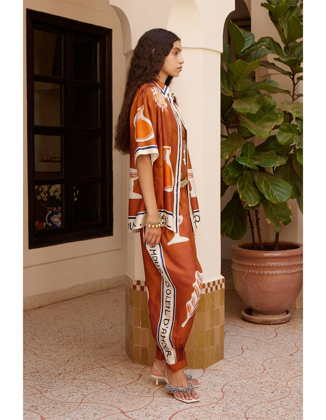 SOLEIL D'AMOUR TAPERED SILK PANT | David Jones (Australia & New Zealand)