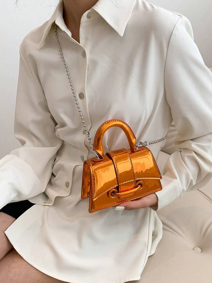 Mini Flap Square Bag Metallic Funky PU | SHEIN