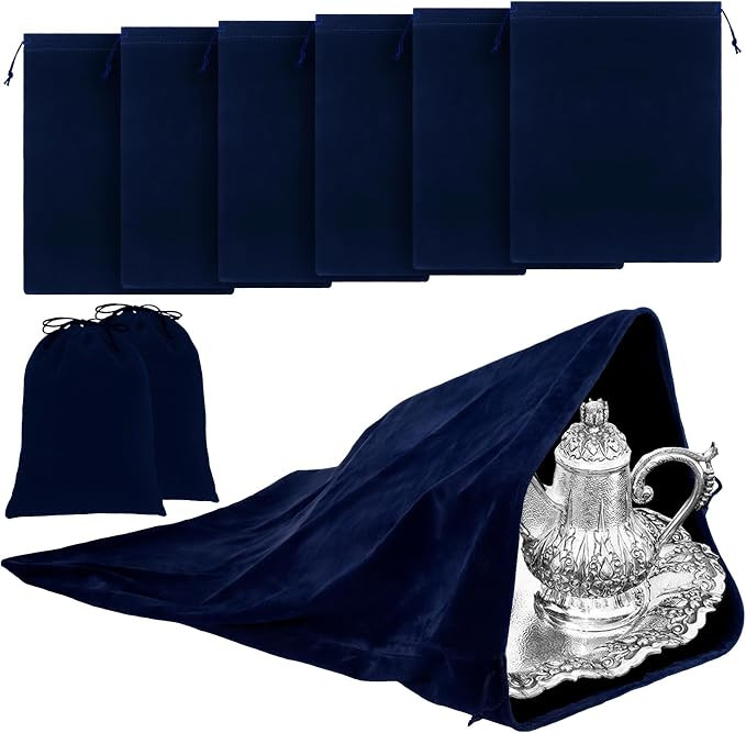 Ferraycle 6 Pcs Silver Storage Bags Oversized 24 x 32 Inch Zipper Anti Tarnish Cloth Bag for Silv... | Amazon (US)