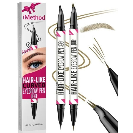 iMethod 2-in-1 Curved Eyebrow Pen - Dual-Ended Microblading Pencil with Curved Tip and Precise Brush-Tip, Natural Hair-Like Brows, Lasts All-day. | Walmart (US)