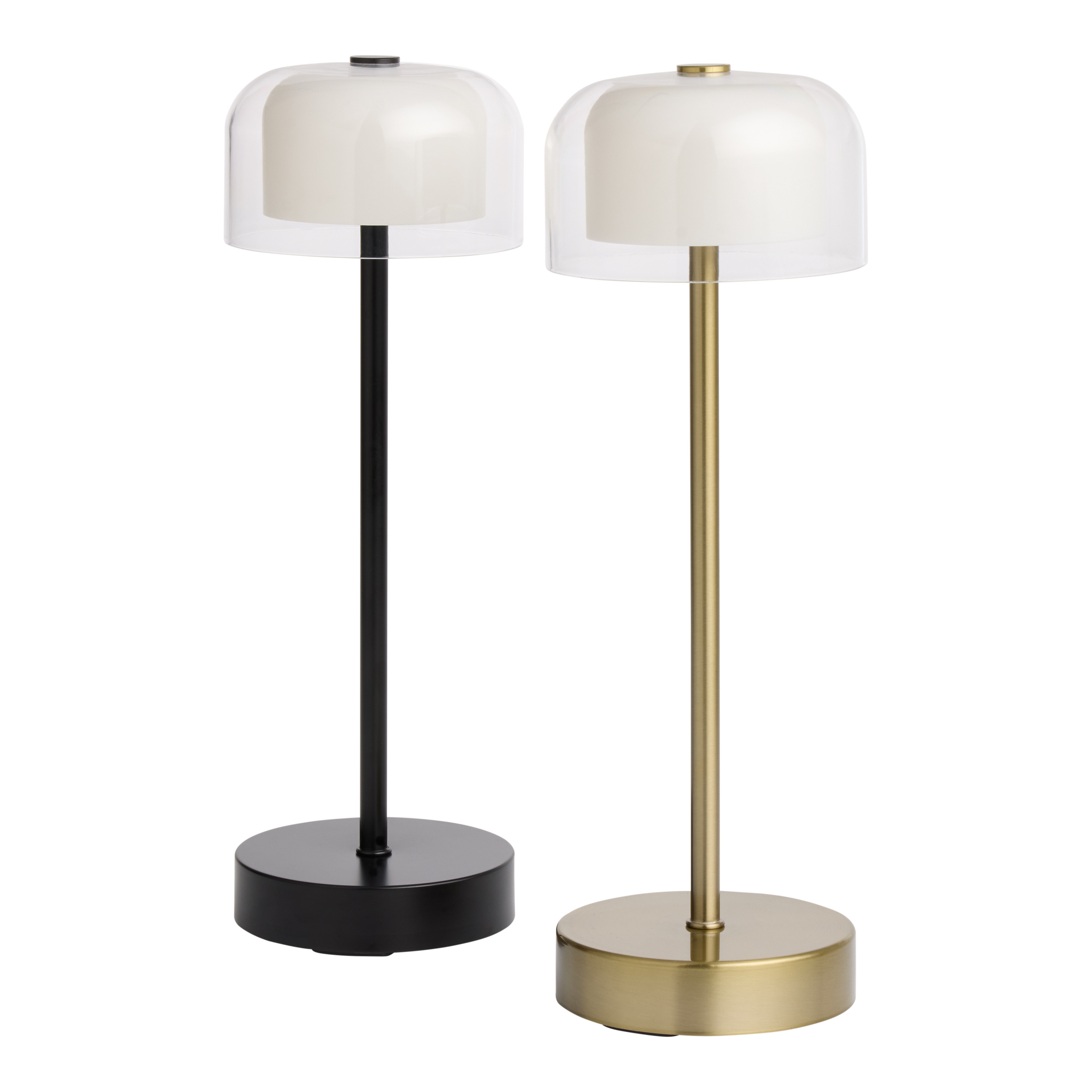 Antique Brass and White Dimmable LED Portable Touch Lamp | World Market