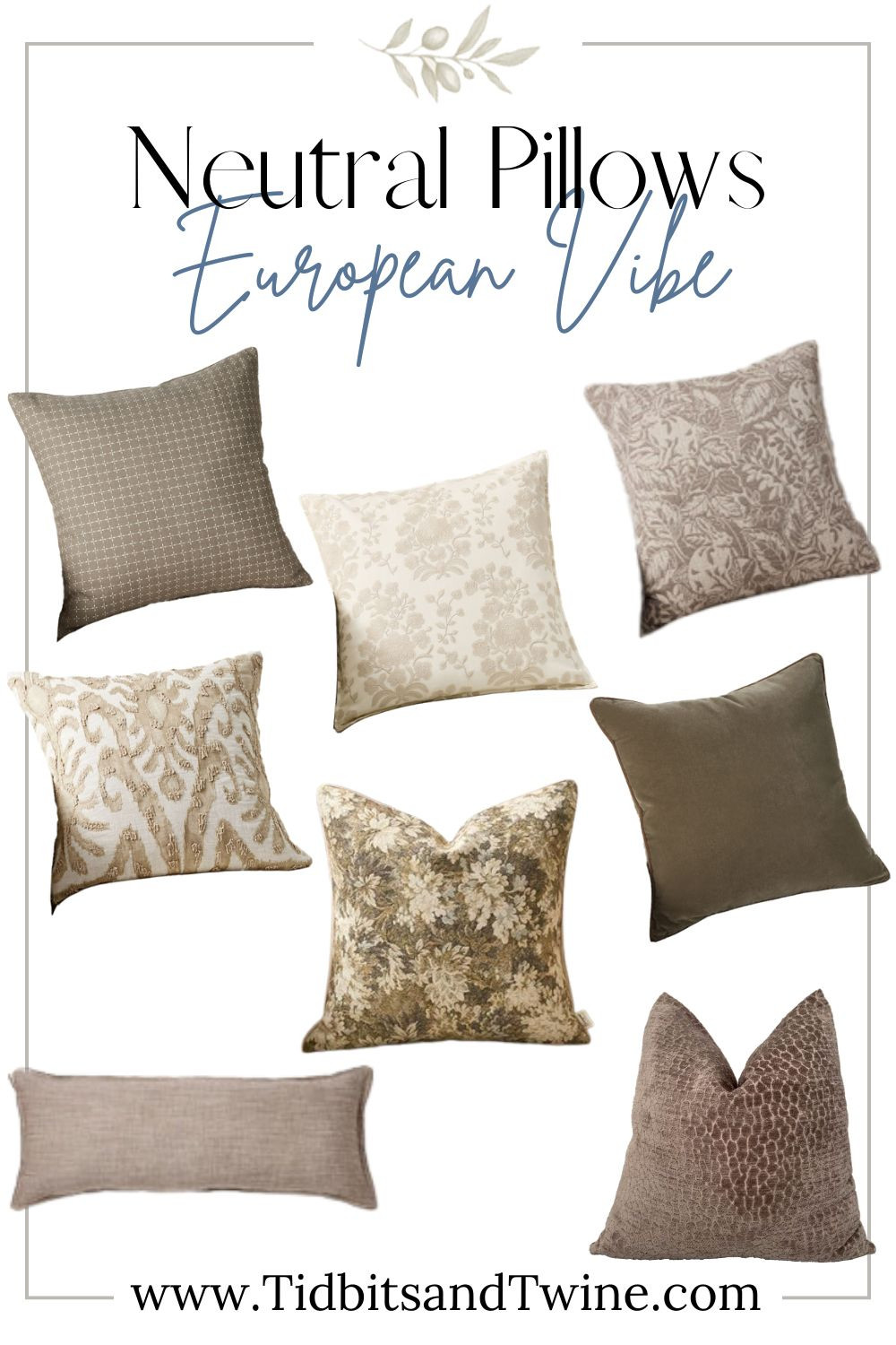Neutral throw pillows and European style pillow covers featuring vintage inspired patterns, linen pillows, floral pillow covers, solid neutral pillows, and traditional accent pillows for living room and bedroom styling. #Throwpillows #Pillowcovers #Neutralpillows #Europeandecor #Europeanstyle #Vintageinspired #Floralpillows #Linenpillows #Traditionaldecor #Livingroomdecor #Bedroomdecor #Accentpillows #Neutralhome #Homeaccents 

 #LTKSpringSale #LTKSeasonal #LTKHome