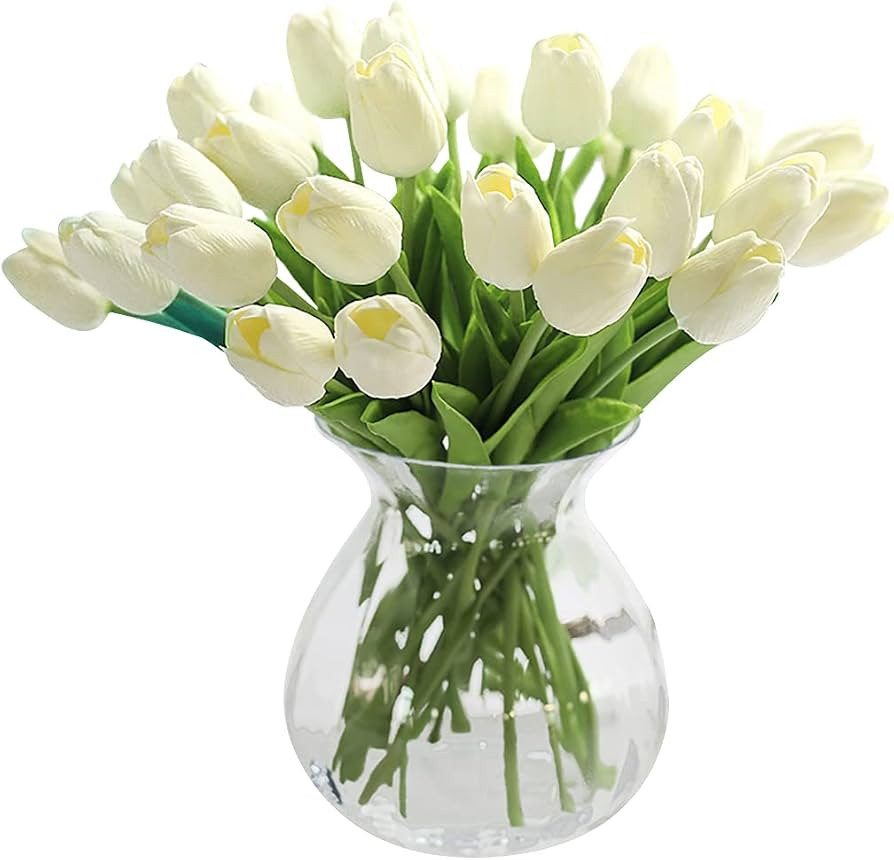 JUSTOYOU 20pcs Real Touch Latex Artificial Tulips Flowers Fake Tulips Flowers Wedding Bouquets fo... | Amazon (UK)
