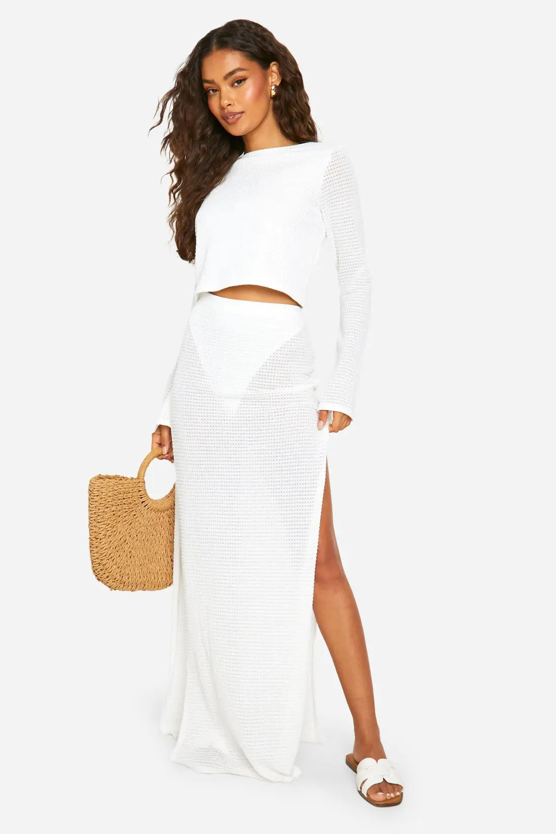 boohoo Knitted Maxi Skirt | PrettyLittleThing US