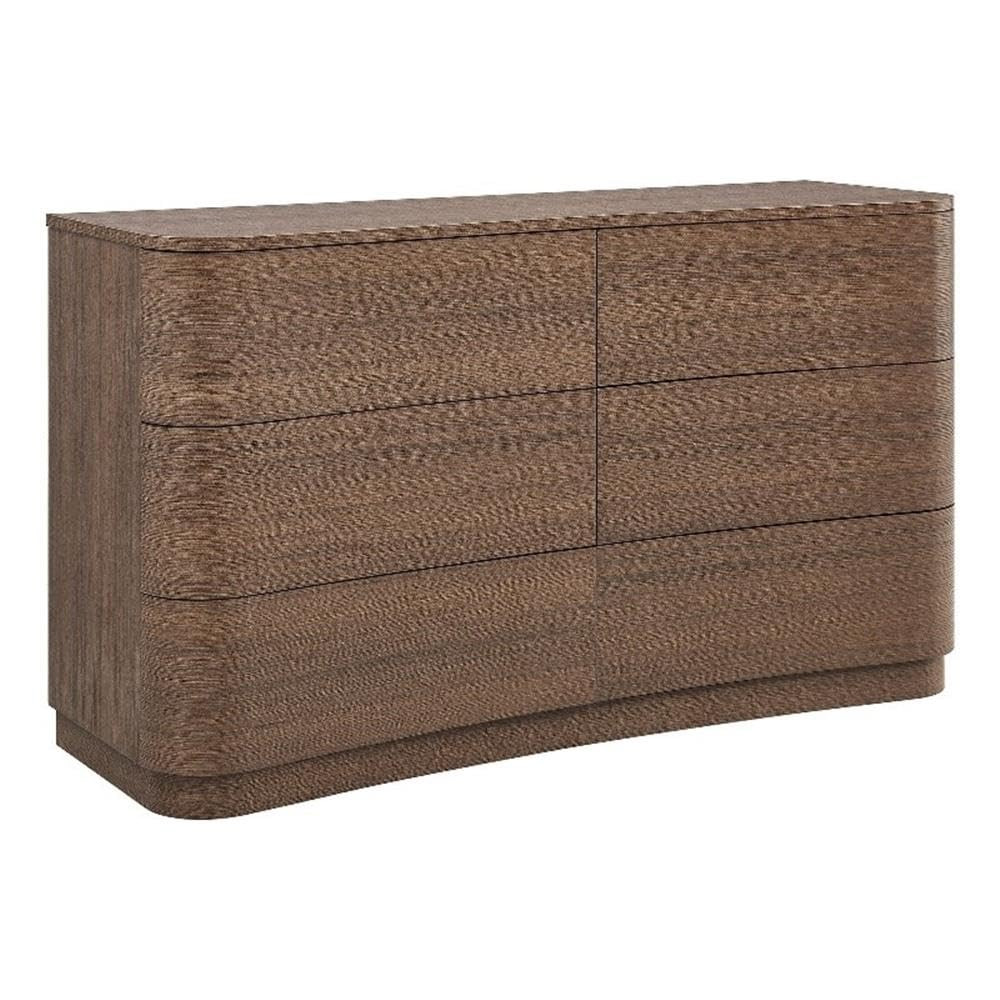 Modway Mirae Curved Front 6-Drawer Dresser in Brushed Brown Oak – Modern Wide Storage Double Dr... | Amazon (US)