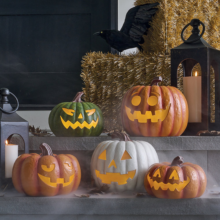 Glowing Jack-O-Lantern - Orange, 5" - Grandin Road | Grandin Road