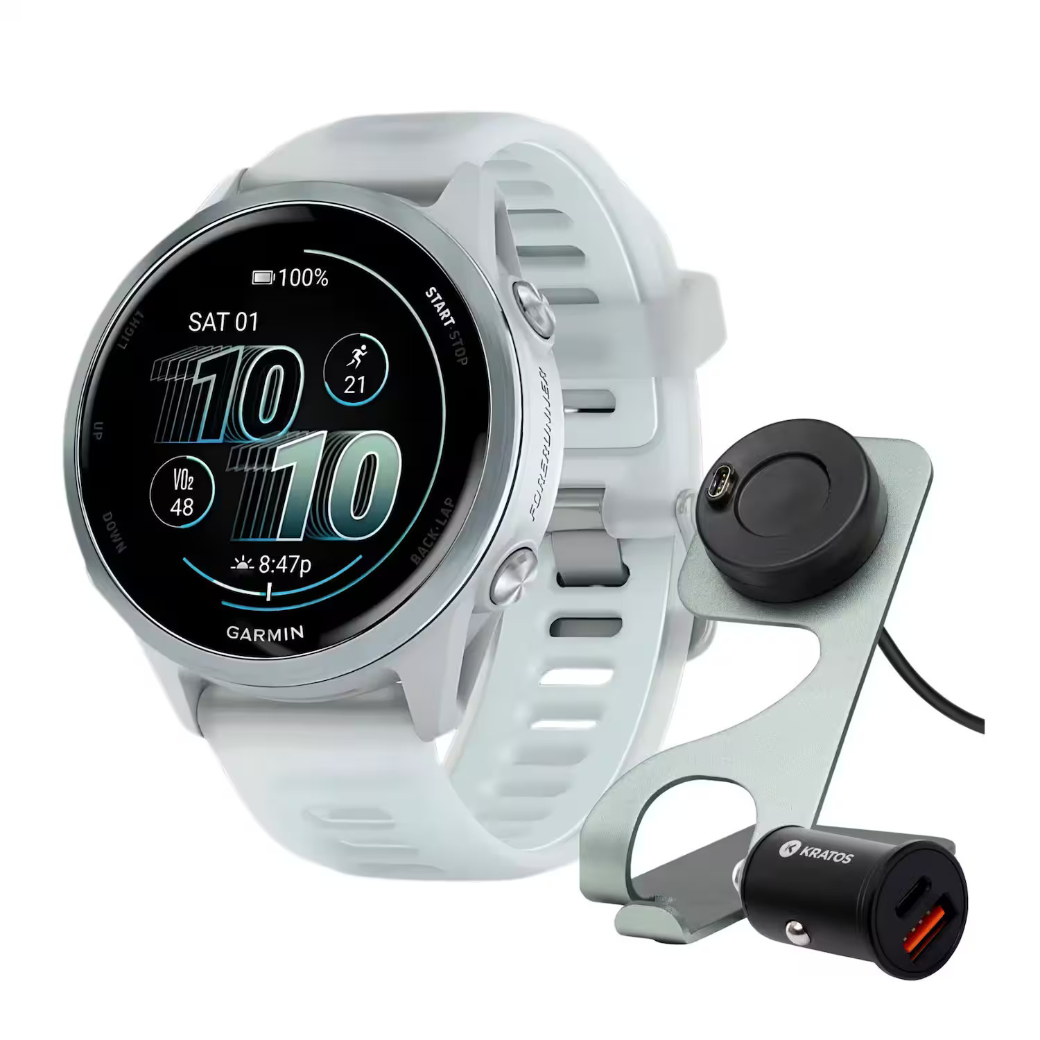 Garmin - Forerunner 570 42mm GPS Running Smartwatch (Cloud Blue/Whitestone) Bundle - Black - (2025) | Best Buy U.S.
