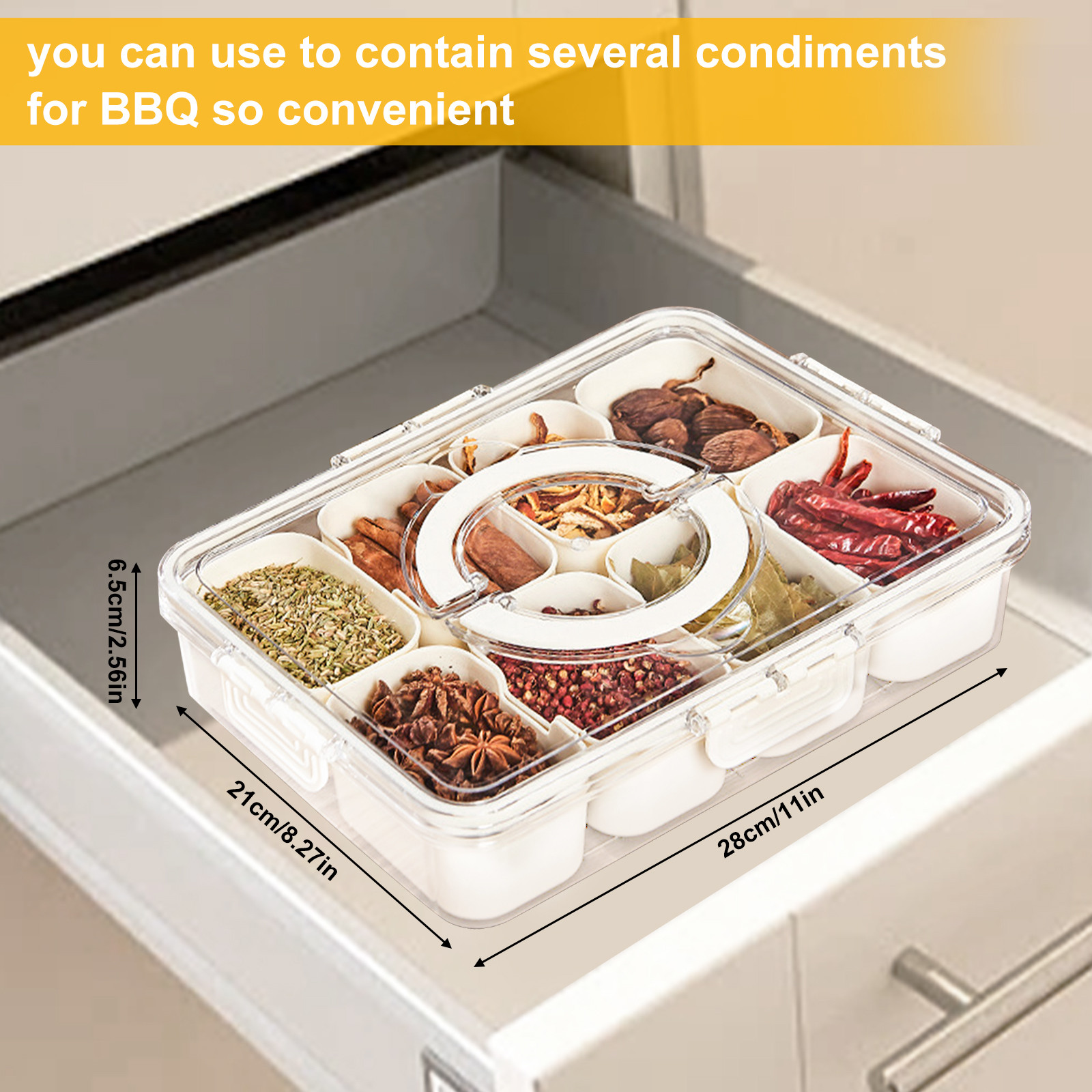 Divided Serving Tray with Lids and Handle,8 Compartment Square Snack Fruit Tray for Party,Veggie ... | Walmart (US)