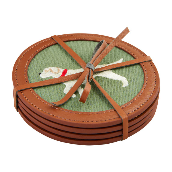 Dog embroidered coaster set | Mud Pie