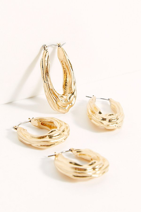 Double Trouble Hoop Earring Set by Free People, Gold, One Size | Free People (Global - UK&FR Excluded)