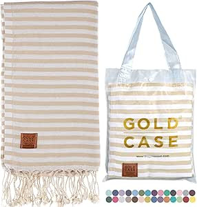 Gold CASE Turkish Beach Towel MYRA - 40x70 inches XXL Oversized Bath Towels 100% Cotton Quick Dry... | Amazon (US)