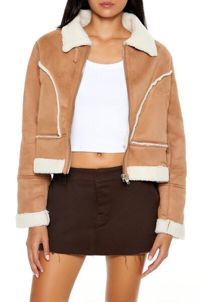 Faux Suede & Shearling Moto Jacket | Forever 21