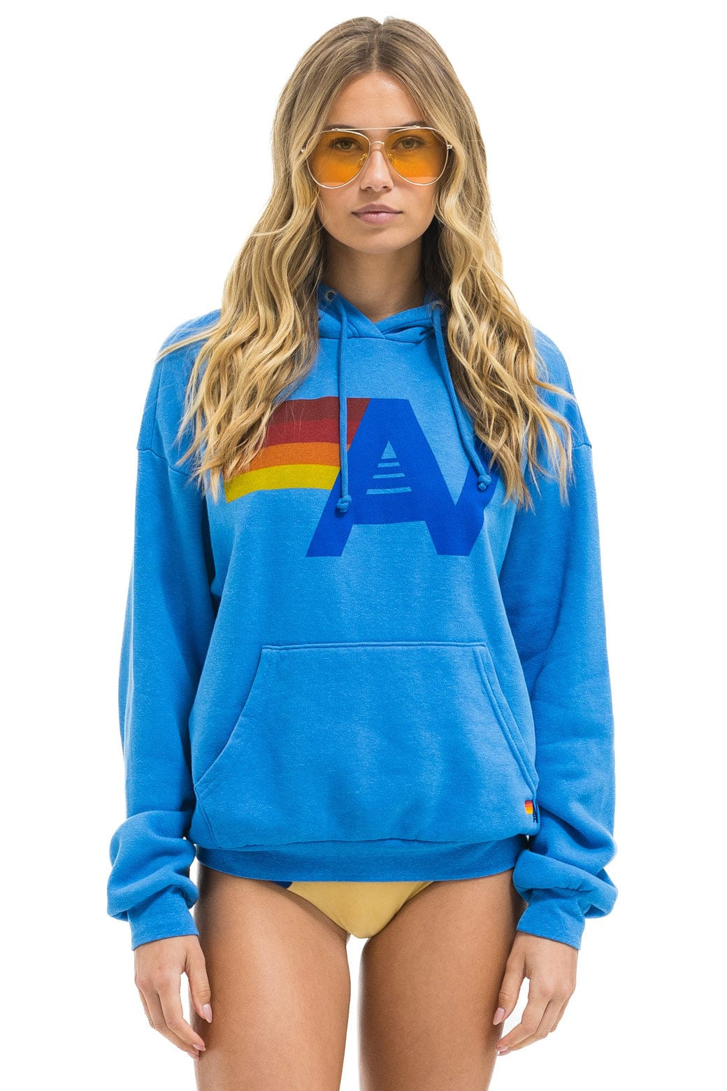 LOGO PULLOVER RELAXED HOODIE - COBALT | Aviator Nation