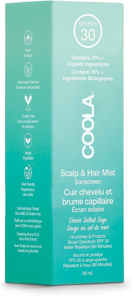 Coola SPF 30 Scalp and Hair Sunscreen Mist, Vegan and 70 Percent + Organic, Protects Scalp and Ha... | Amazon (UK)