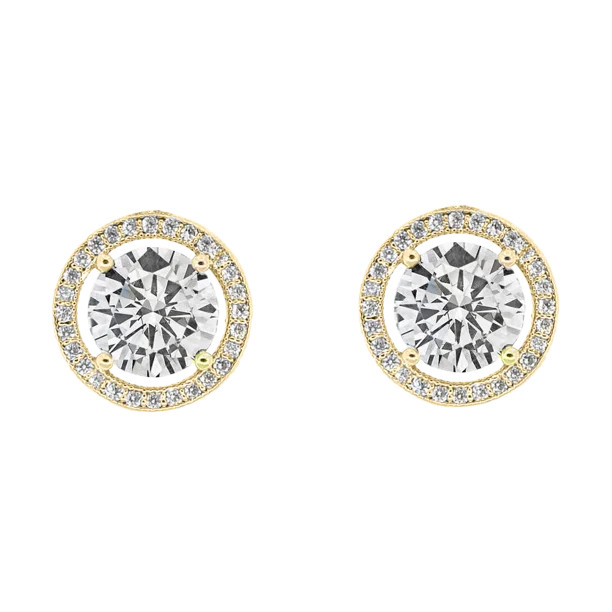 Cate & Chloe Ariel 18k Yellow Gold Halo CZ Stud Earrings, Yellow Gold Simulated Diamond Earrings,... | Walmart (US)