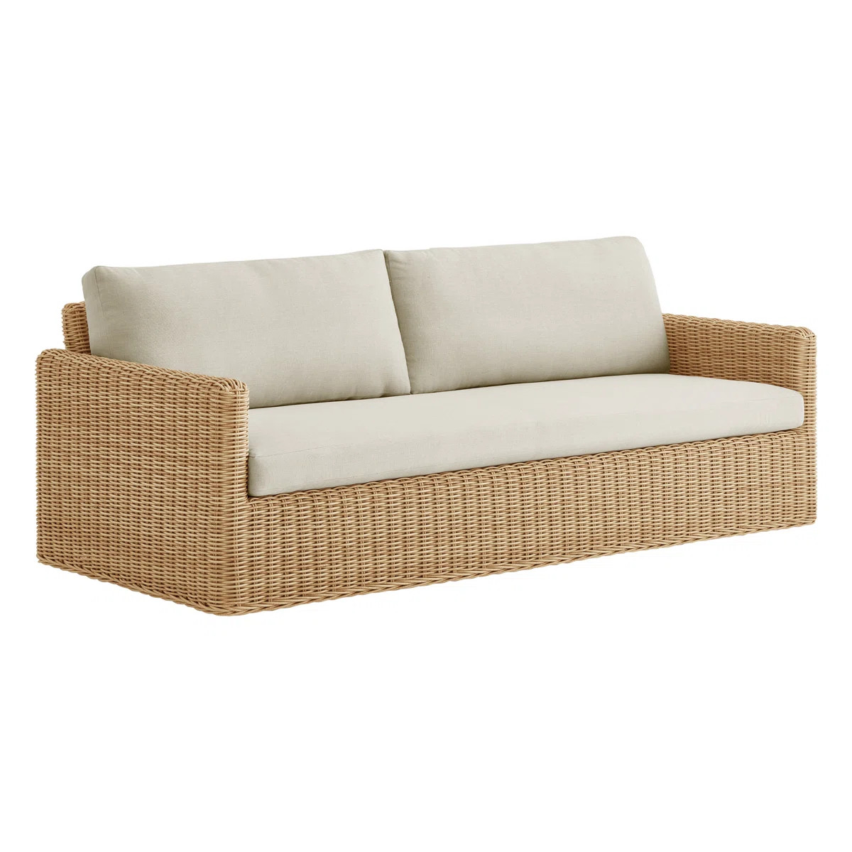 Abela 86" Wicker Patio Sofa with Cushions | Wayfair North America