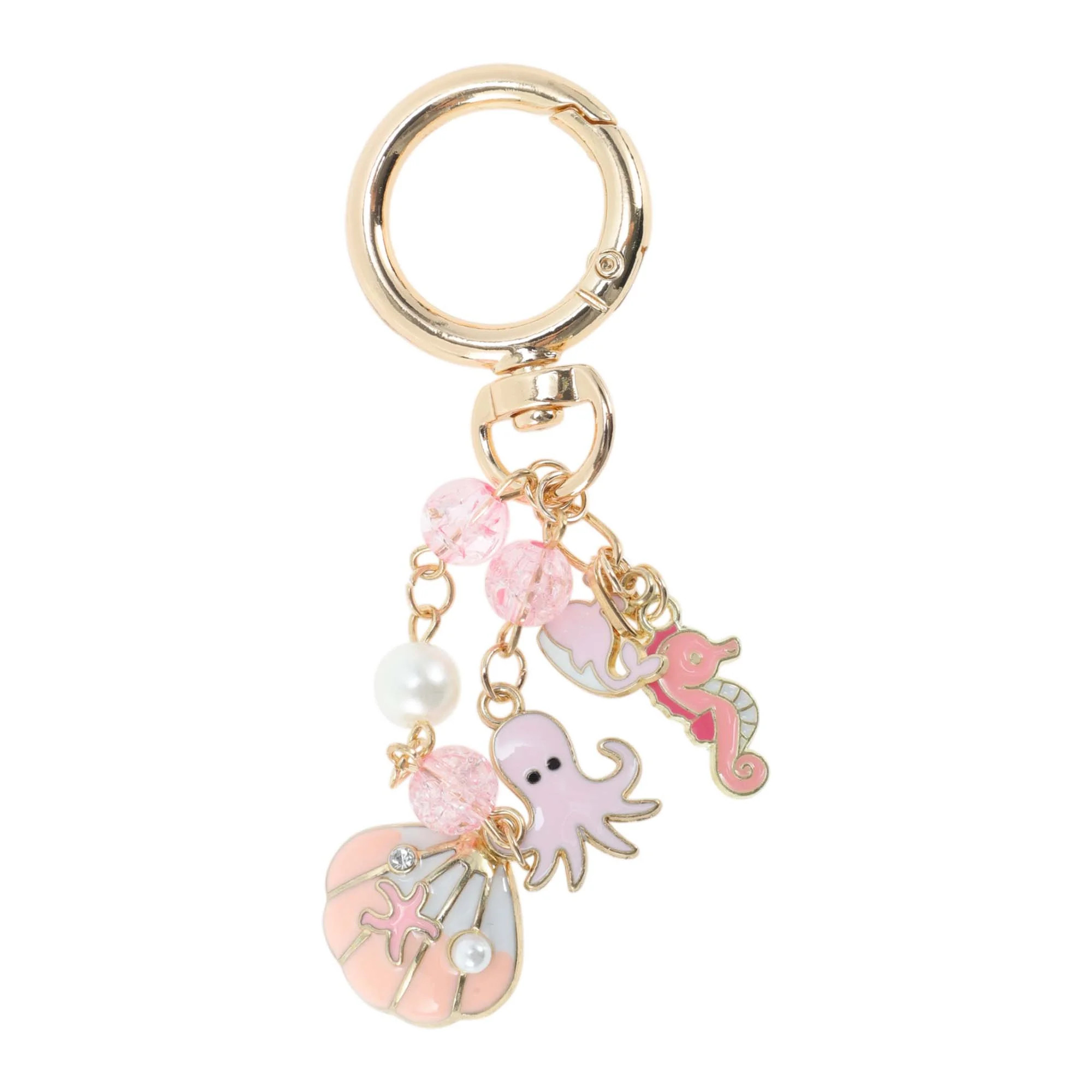 Unique Bargains 1 Pc Stylish Whale Shell Handbag Charm Bag Accessories 4.29\u2033 Gold Tone Pink ... | Walmart (US)