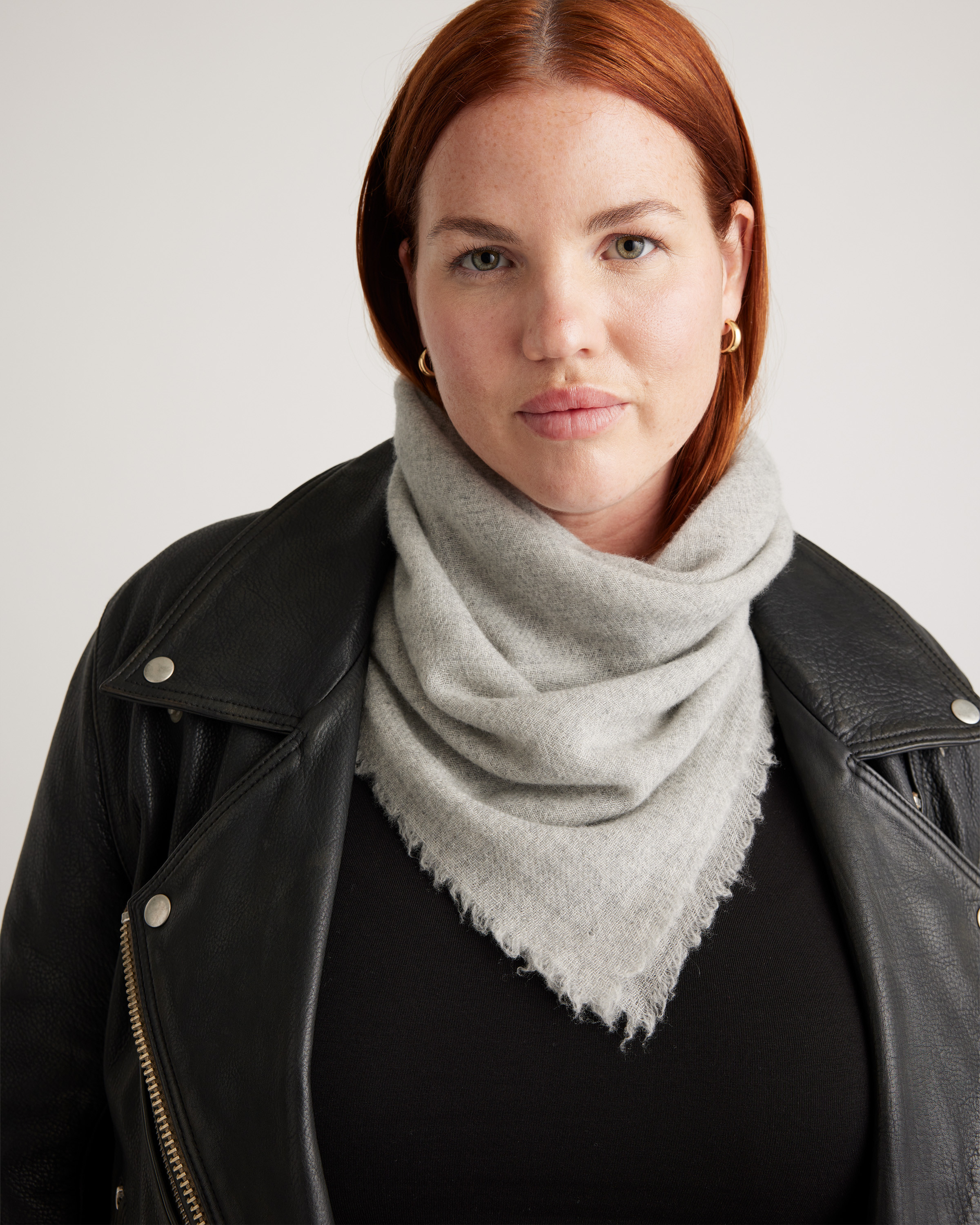 Quince | Women's Mongolian Cashmere Square Scarf in Light Heather Grey | Quince