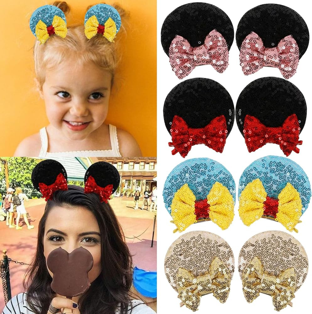 Tobeffect Mouse Ears Hair Bows Clips Glitter Mice Ears Pack Cute Hair Bow Hair Accessories for Wo... | Amazon (US)