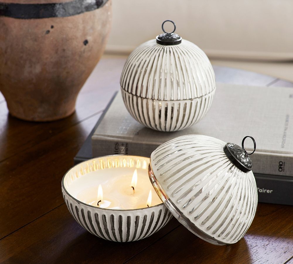 Ornament Shaped Scented Candles - Winter Spruce | Pottery Barn (US)