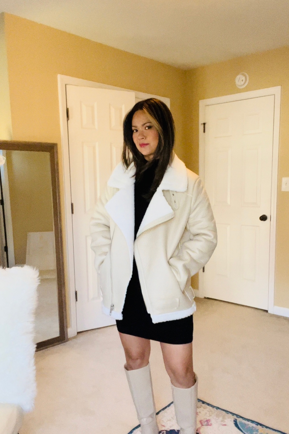 Shearing faux leather moto jacket! This is must have for winter!! I normally wear size small, but I ordered a medium because I like to wear my outerwear a bit bigger so it’s not too tight when I wear it over think sweaters! It comes in 4 different colors. I thought of getting a black one, but for some reason this color caught my eyes first. Love it 

#LTKSeasonal #LTKunder100