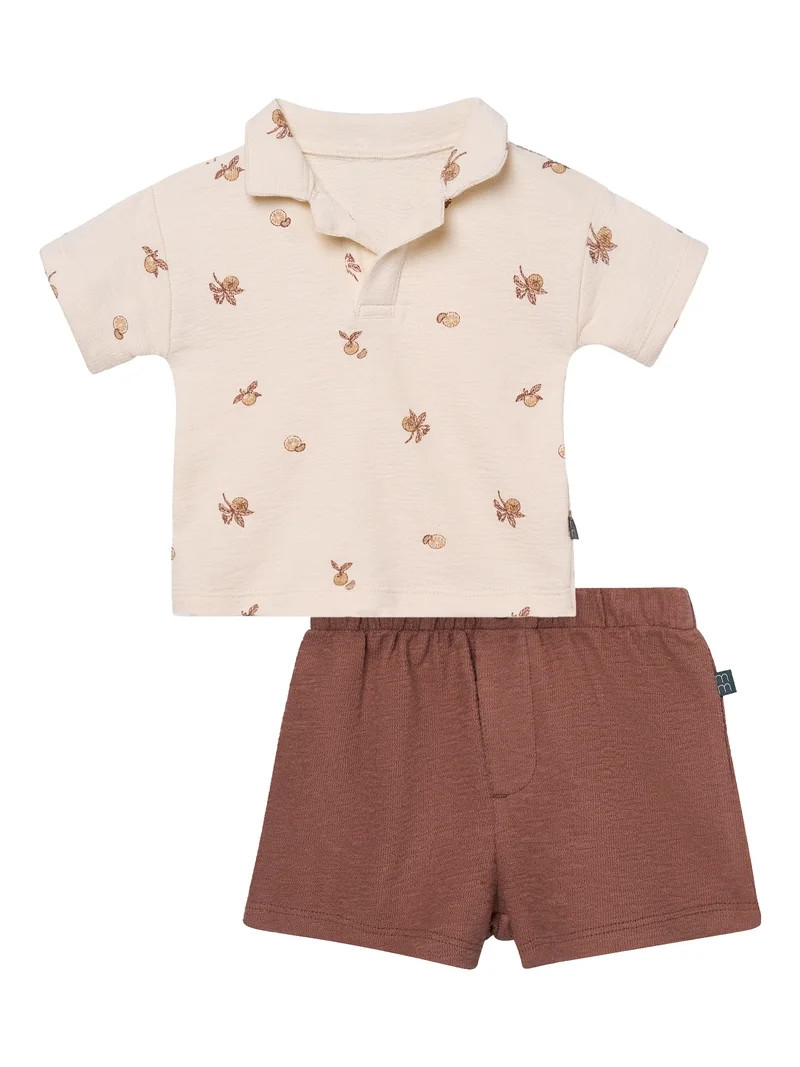 Modern Moments by Gerber Baby Boy Johnny Collar Shirt and Short Set, 2-Piece, Sizes 0/3 Months - ... | Walmart (US)