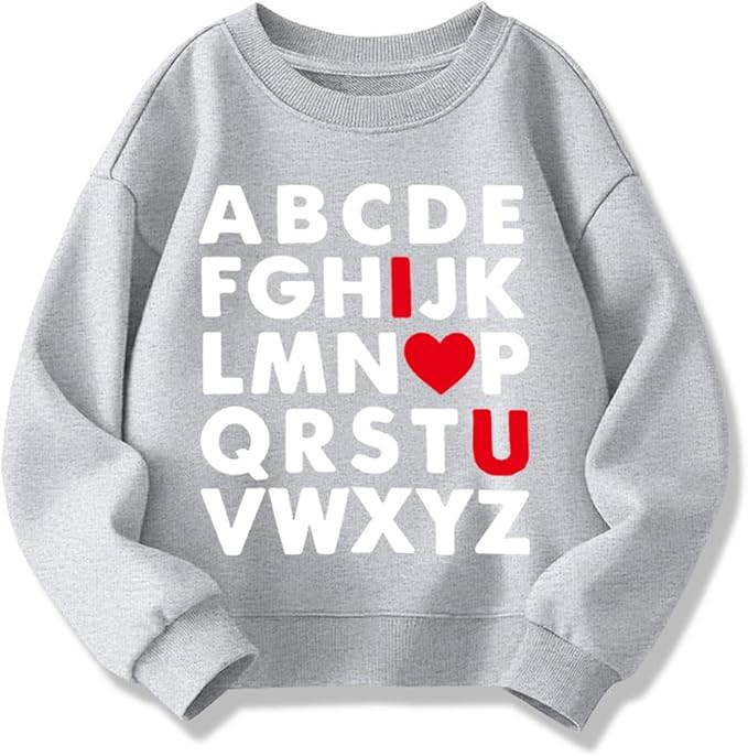 Kids Valentines Day Sweatshirts Boys Girls Valentine's ABC I LOVE U Heart Graphic Shirt Toddler L... | Amazon (US)