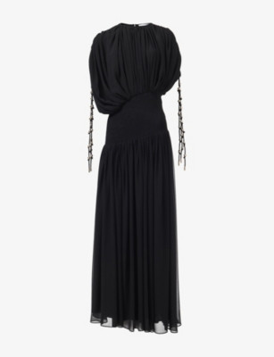 LEEM - Asymmetric Smocked-Waist Woven Midi Dress | Selfridges.com | Selfridges