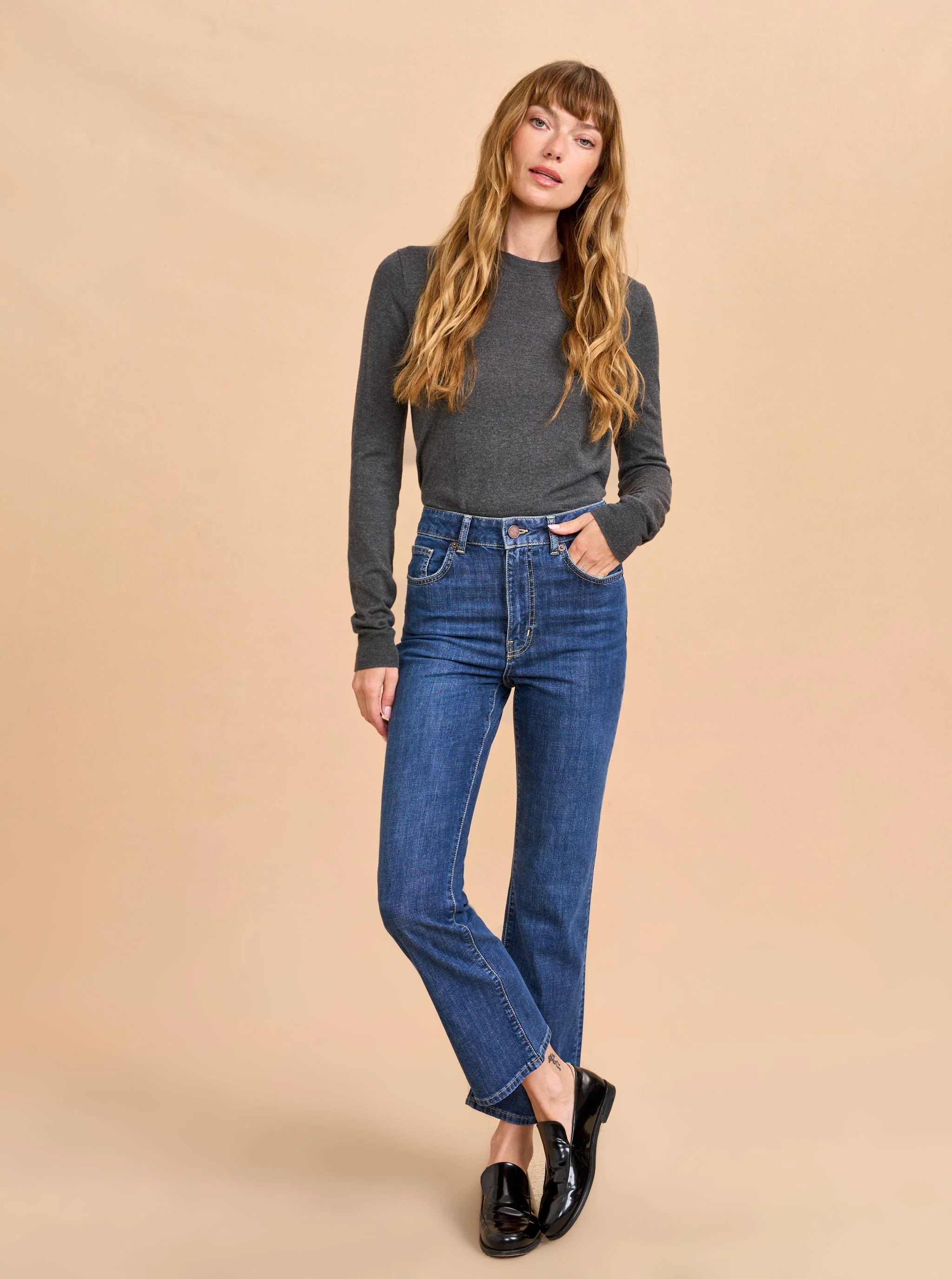 Meredith High-Rise Cropped Flare Jean | La Ligne NYC | La Ligne