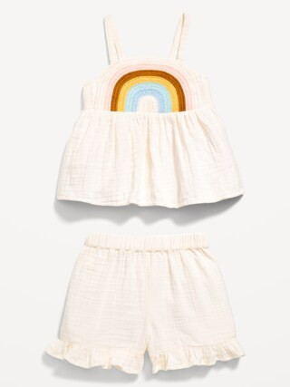 Sleeveless Double-Weave Top and Shorts Set for Toddler Girls | Old Navy (CA)