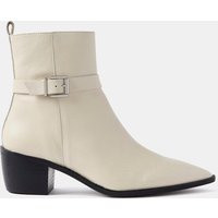 Mint Velvet Off-white Leather Buckled Ankle Boots | Size 5 UK 38 EU | | Mint Velvet