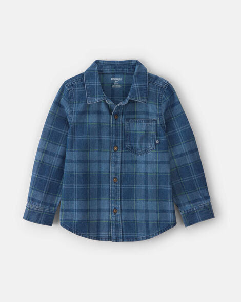 Toddler Boy Plaid Denim Button-Down Shirt - Dark Wash - OshKosh B'gosh | Carter's | Carter's Inc