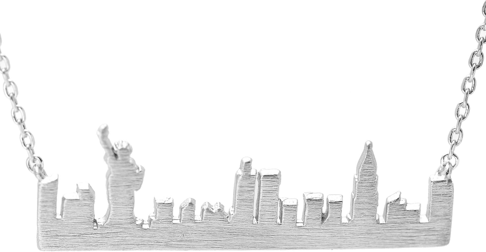 Handmade Brushed Metal New York Skyline Necklace | Amazon (US)