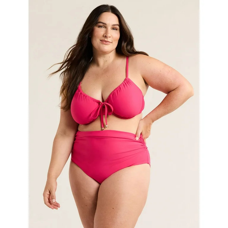 Time and Tru Women's and Women's Plus Tie Front Underwire Bikini Top, Sizes S-3X | Walmart (US)