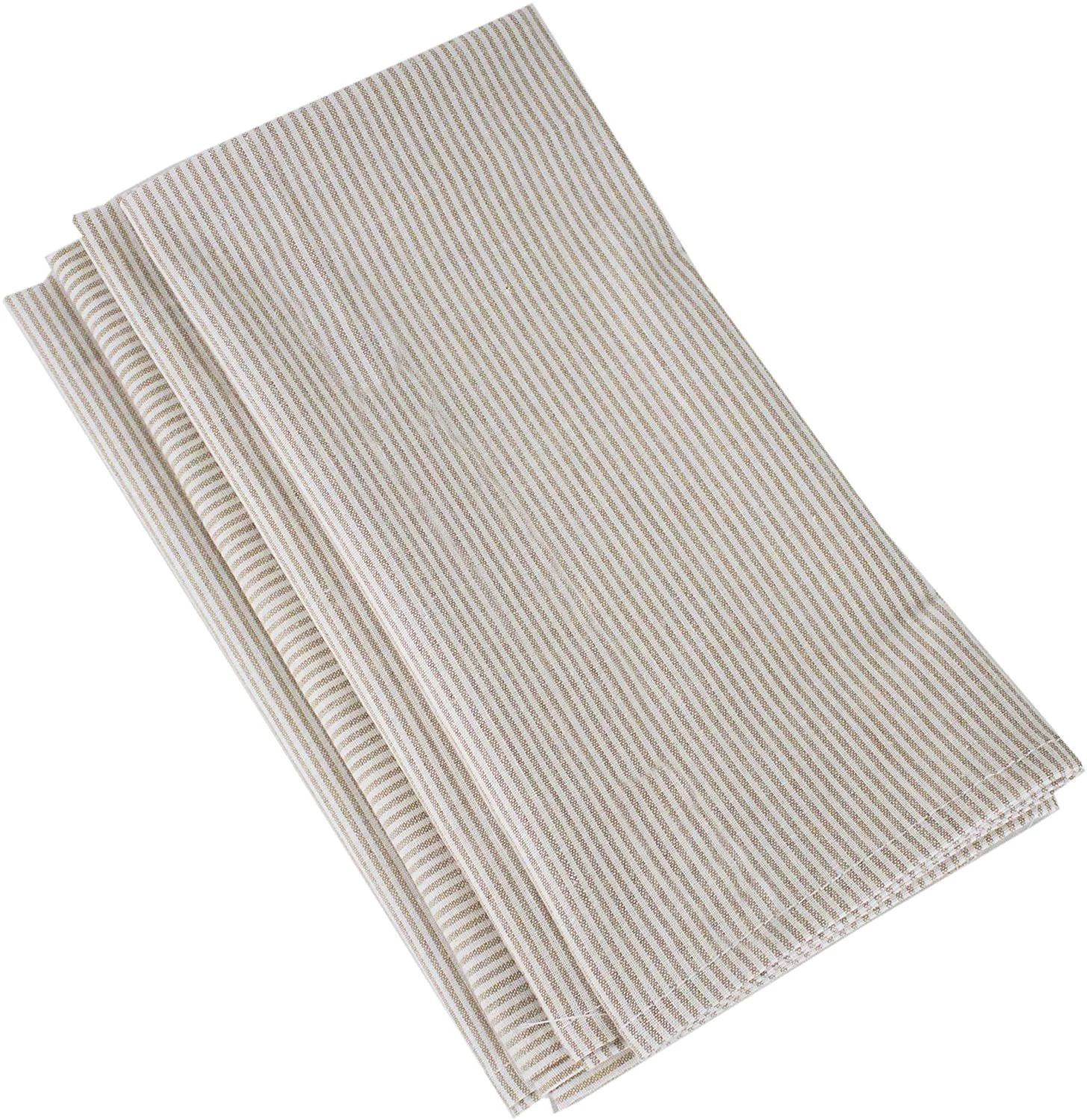 Farmhouse Neutral Striped 100% Pure Cotton Cloth Napkins 20 x 20 Inch, Set of 4 - Beige Dinner Na... | Walmart (US)