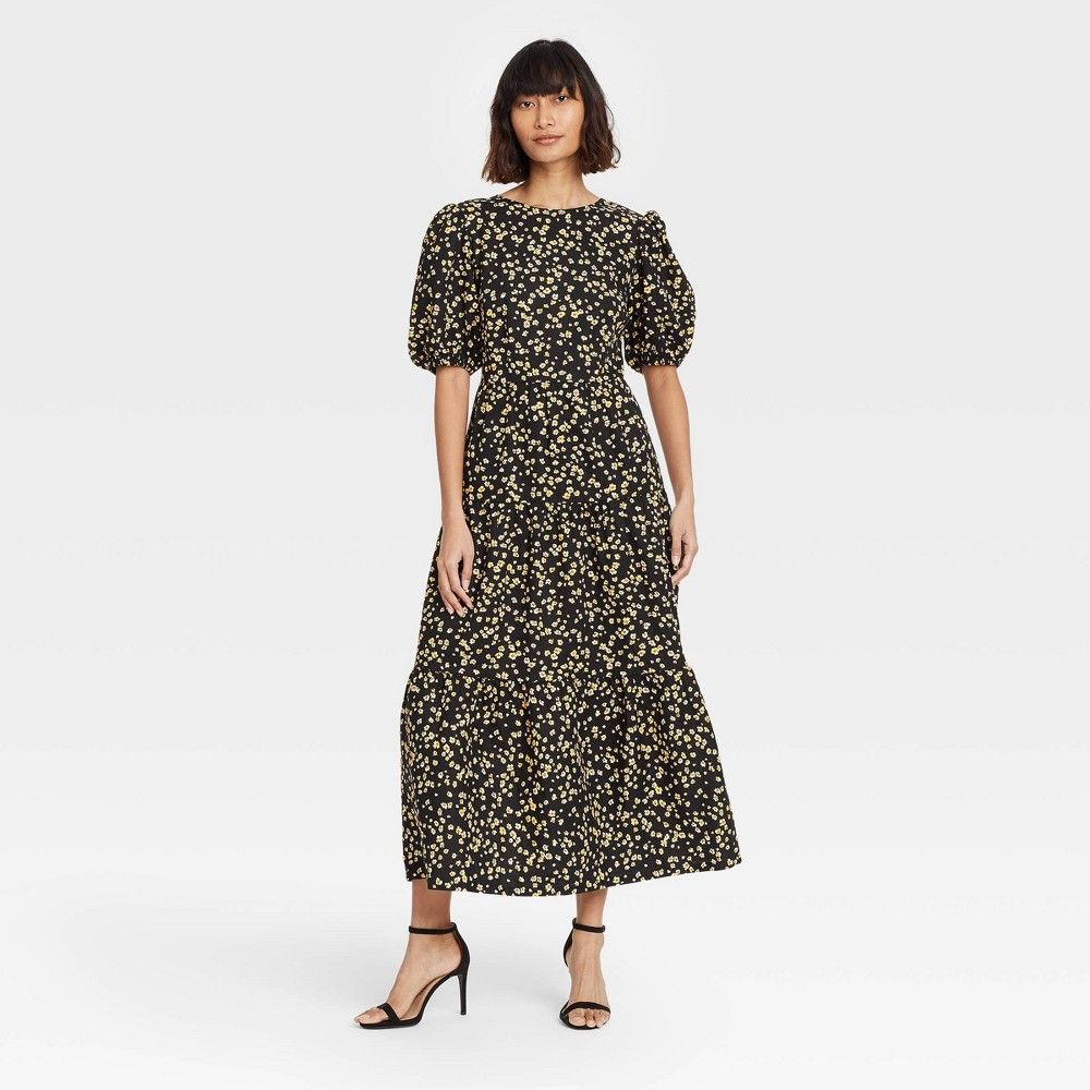 Women's Floral Print Puff Short Sleeve Dress - Who What Wear™ | Target
