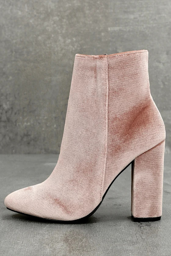 Rooney Blush Velvet High Heel Ankle Booties | Lulus (US)