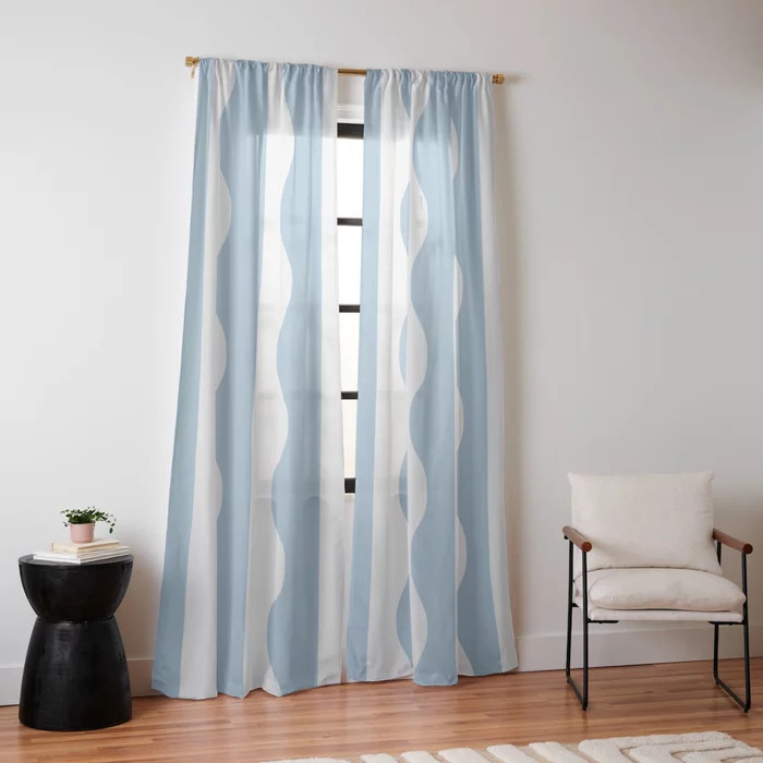 Classic Wavy Stripe Pattern 855 Light Blue Curtain | Society6