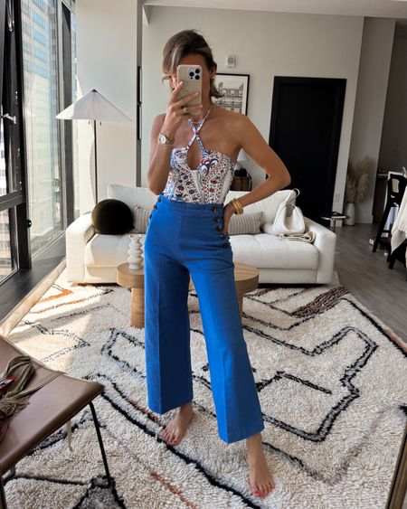 Latest arrivals from Sezane I’m loving! Pants are almost sold out, will try to find similars! Bathing suit worn as a bodysuit. Size 4

#LTKSwim #LTKStyleTip #LTKOver40