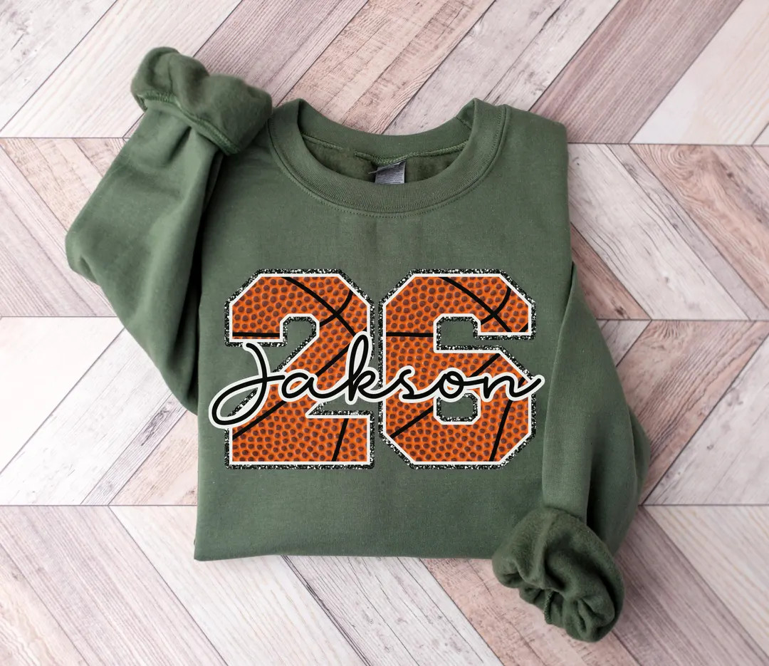Personalized Basketball Number Sweatshirt, Custom Basketball Mom Sweater, Basketball Fan Pullover... | Etsy (US)